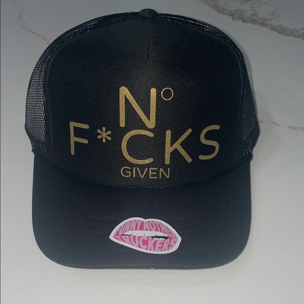 Funny No F*CKS GIVEN Black and Gold Trucker Hat
